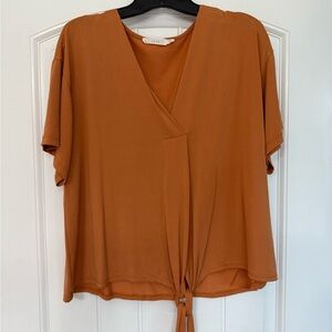 Lush Terracotta Wrap Blouse